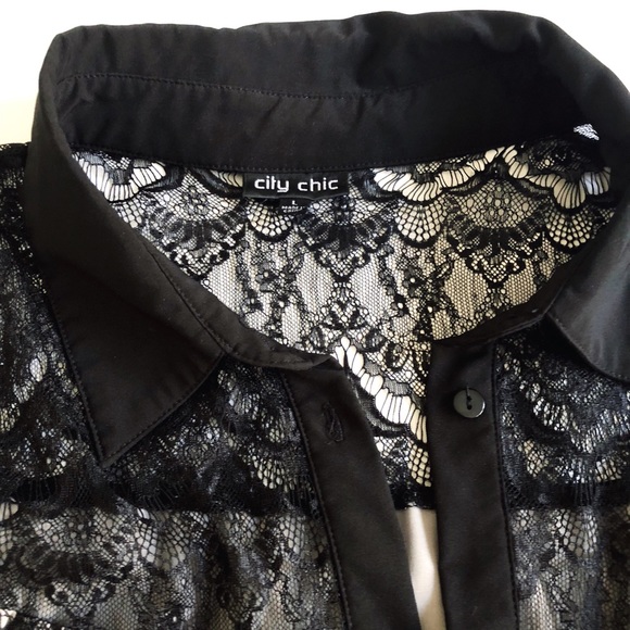 City Chic Tops - Lace Overlay Top